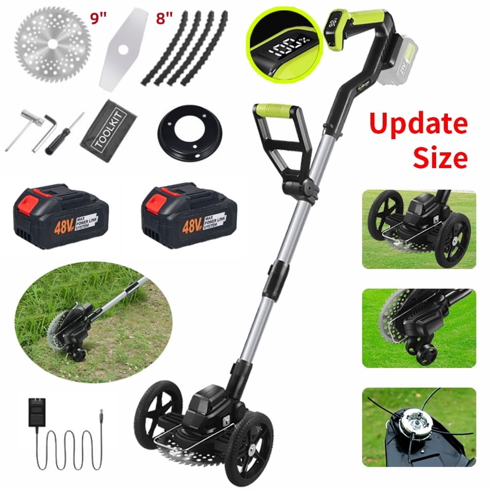 Electric Weed Trimmer, 21V Weed Wacker Cordless Weed Whacker Grass Trimmer with Side Trimming Wheel Handhold Lawn Mower