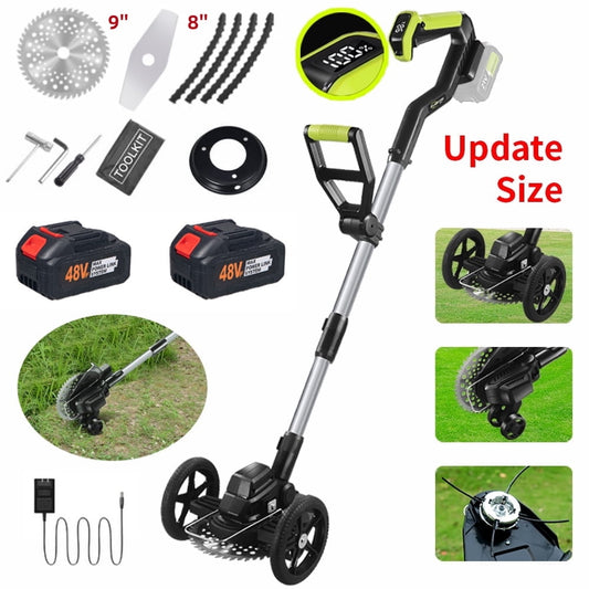 Electric Weed Trimmer, 21V Weed Wacker Cordless Weed Whacker Grass Trimmer with Side Trimming Wheel Handhold Lawn Mower