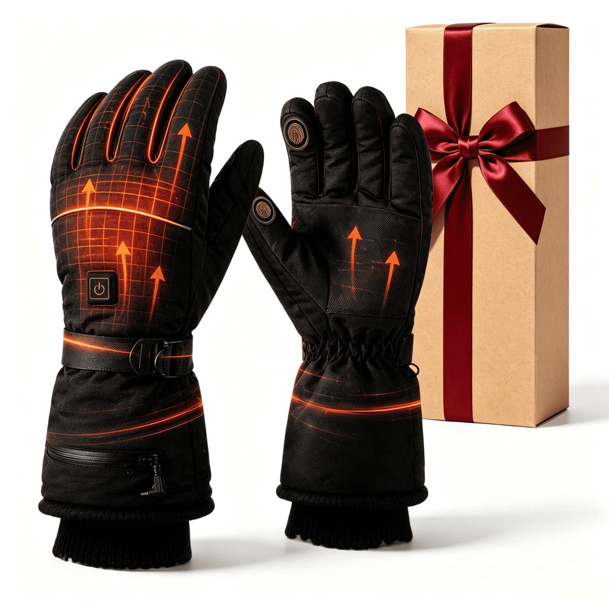 Heated Gloves for Men Women, 3 Heat Levels Battery Powered Warm Gloves Touchscreen Water Resistant Electric Heating Gloves