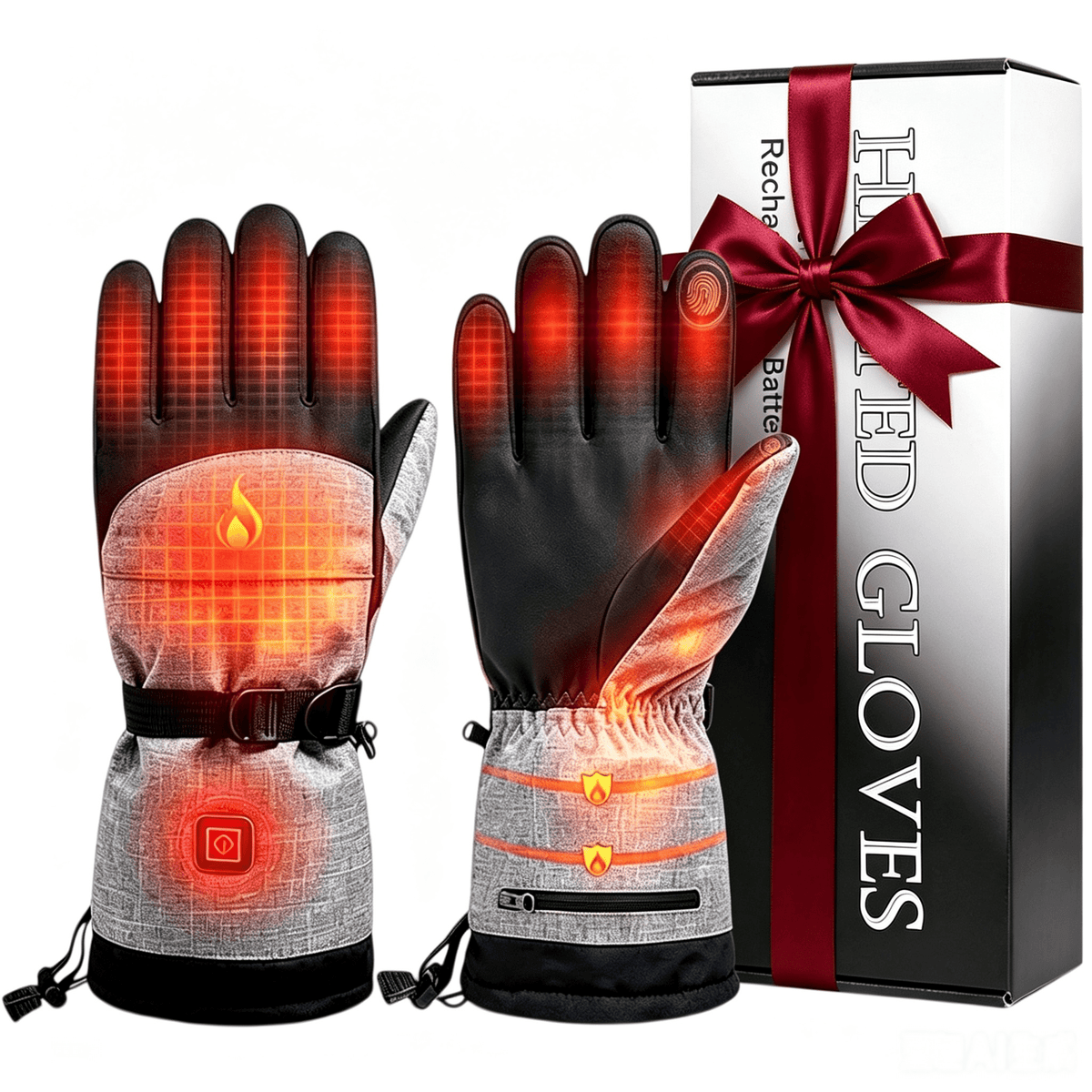 Heated Gloves for Men Women - Rechargeable Electric Hand Warmers with 5000mAh Battery & 3 Heating Levels