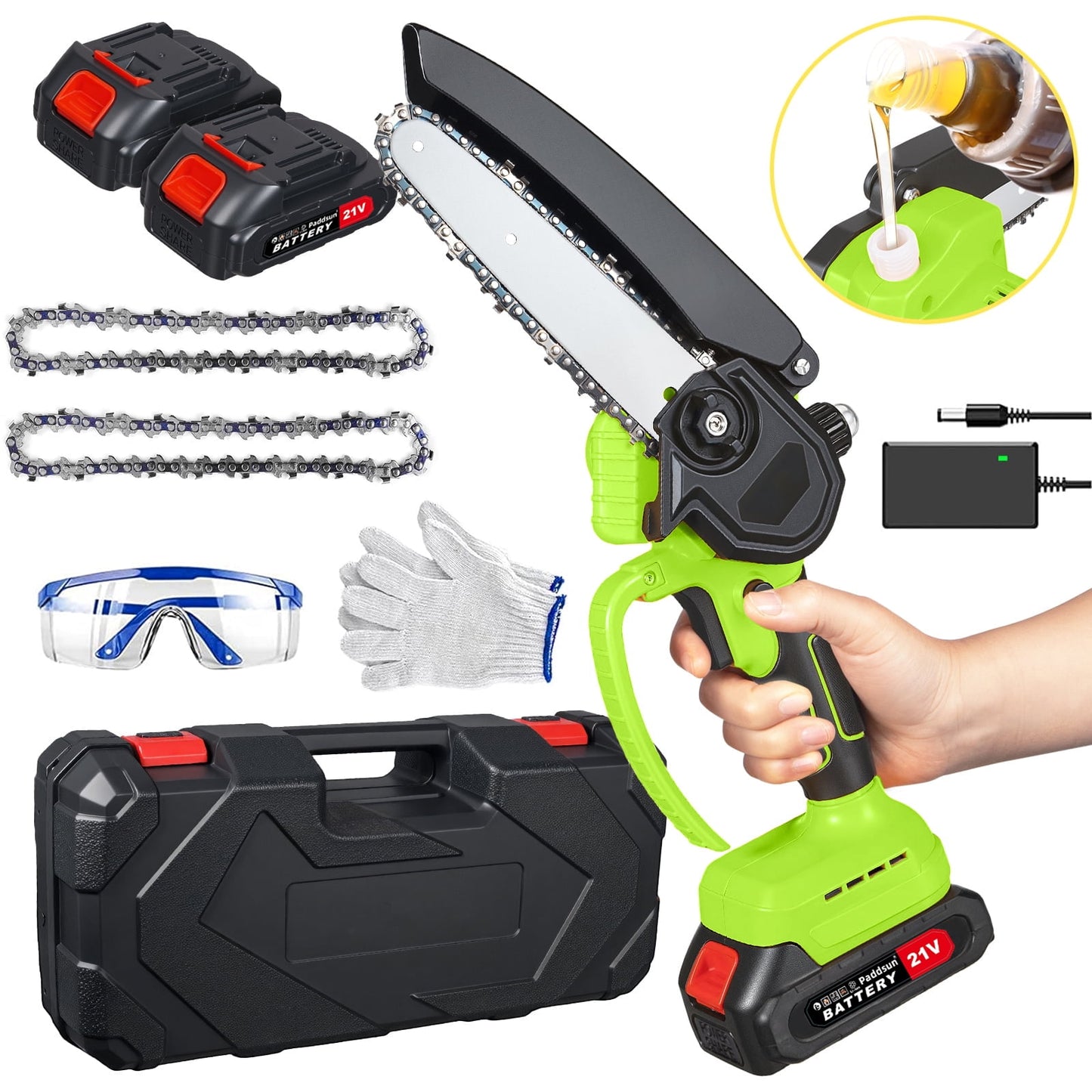 Mini Chainsaw Cordless, 6 Inch Electric Chainsaw with 2 Battery, Handheld Battery Powered Chain Saw Gardening Tools Saw for Wood Tree Cutting
