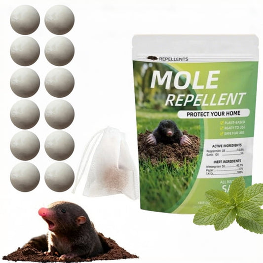 Paddsun Mole & Gopher Deterrent Balls for Yard, Plant-Based Outdoor Scent Barrier Safe Around People Pets & Plant to Keep Vole Groundhog Out of Lawn Yard Garden-12P