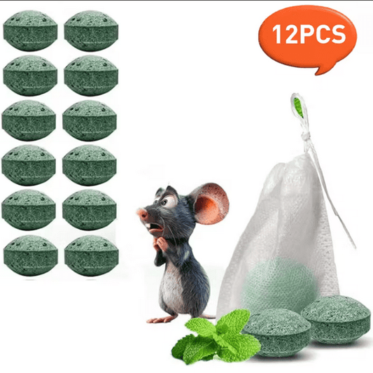 Paddsun Mouse Rodent Repellent, 12 Pack Peppermint Oil Lemon Moth Balls for Rodents Outdoor and Indoor Use, Deterrent Rats Squirrel Mice Repellent for Car Kitchen