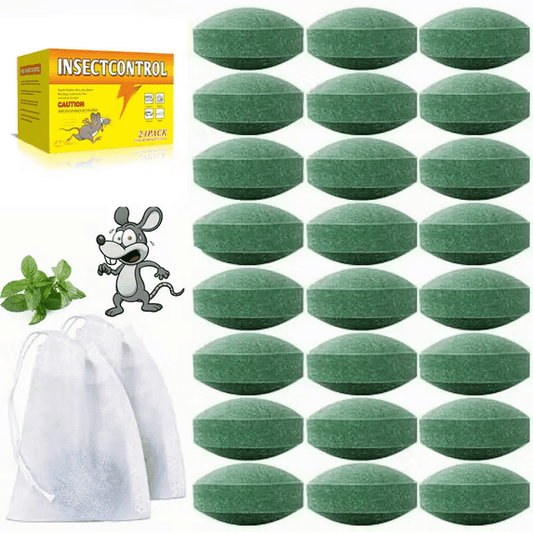 Paddsun Mouse Rodent Repellent, 24 Pack Peppermint Oil Lemon Moth Balls for Rodents Outdoor and Indoor Use, Deterrent Rats Squirrel Mice Repellent for Car Kitchen