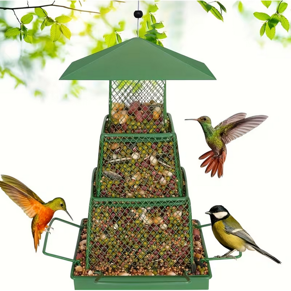 Outdoor Bird Feeder, Heavy-Duty Squirrel Proof, Metal Mesh Design For Cardinals & Wild Birds For Garden & Yard Decor