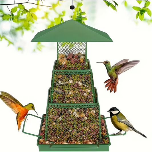 Outdoor Bird Feeder, Heavy-Duty Squirrel Proof, Metal Mesh Design For Cardinals & Wild Birds For Garden & Yard Decor