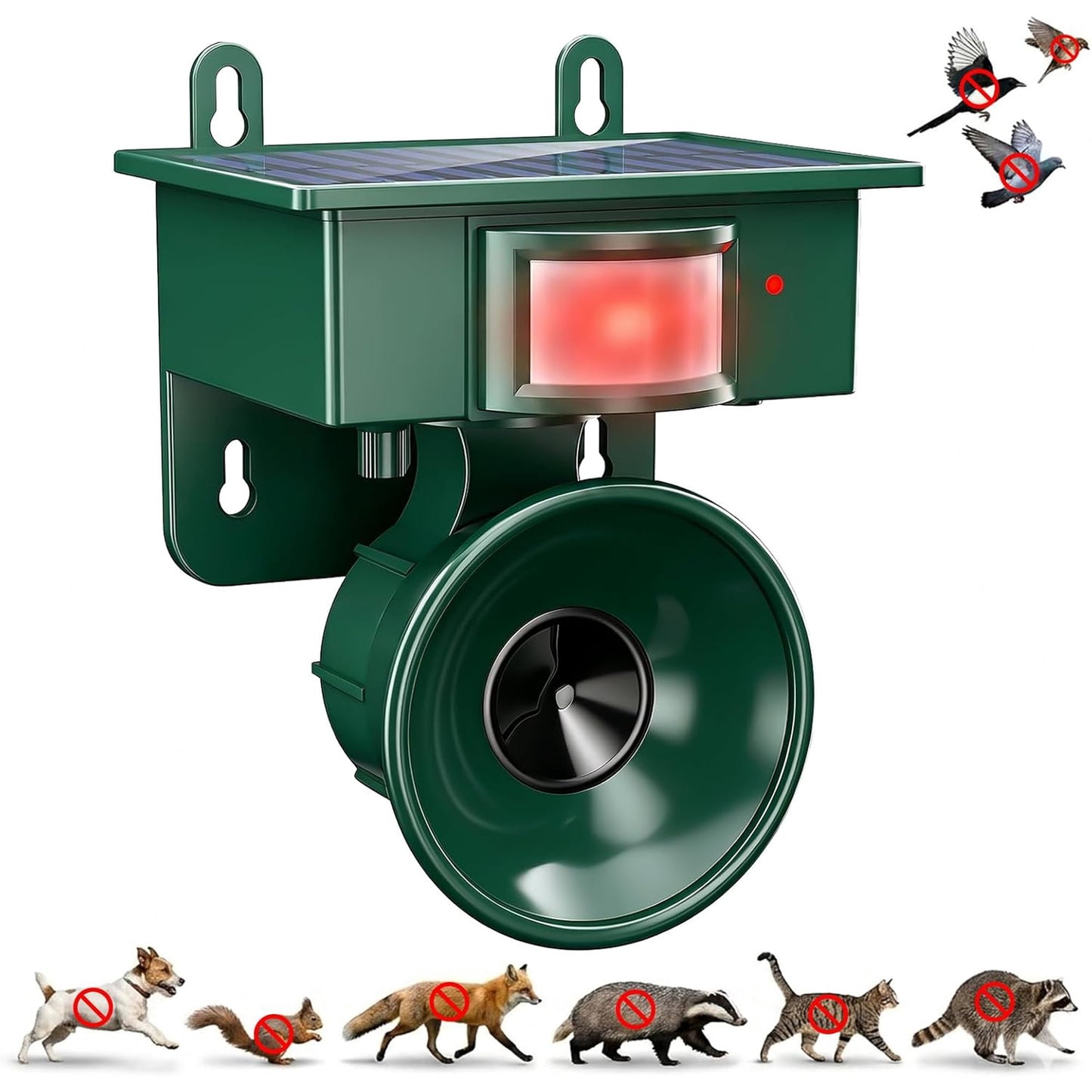 Solar Ultrasonic Bird Repeller Outdoor, Woodpecker Deterrent for House & Pigeon Repellent Devices Motion Activated Waterproof Animal Deterrent with Frequency Swapping for Garden Patio