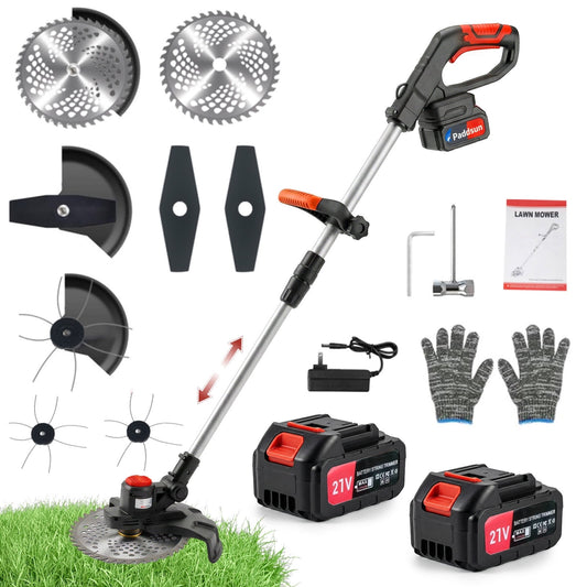Weed Eaters, 21V 650W Cordless Electric Weed Wacker 9-Inch Blades Brushless Grass Trimmer & Edger with 2 Battery String Trimmer for Yard