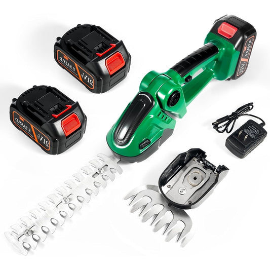 Powerful Electric Grass Shears Cordless Handheld Trimmer 21V, 2 Rechargeable Batteries Perfect for Garden Lawn