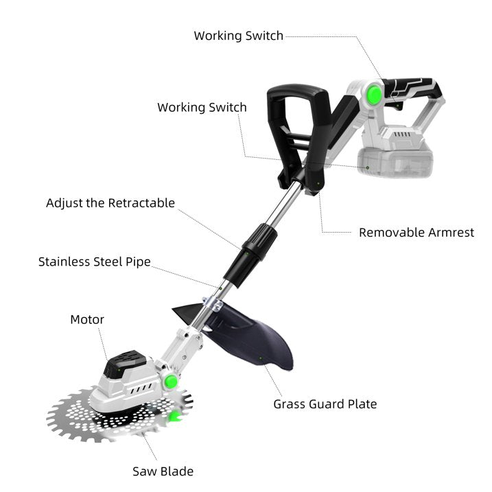 Weed Eater, 21V 9 inch Blades Electric Cordless Weed Wacker Brushless Motor String Trimmer Lawn Tool Cordless Cutter Mower