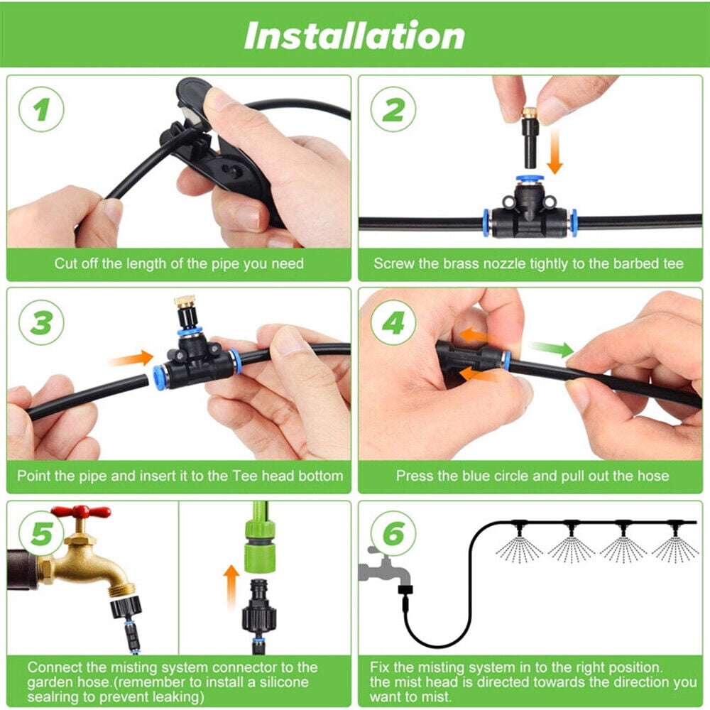 30/50Ft Outdoor Patio Water Mister Mist Nozzle Misting Cooling System Fan Cooler