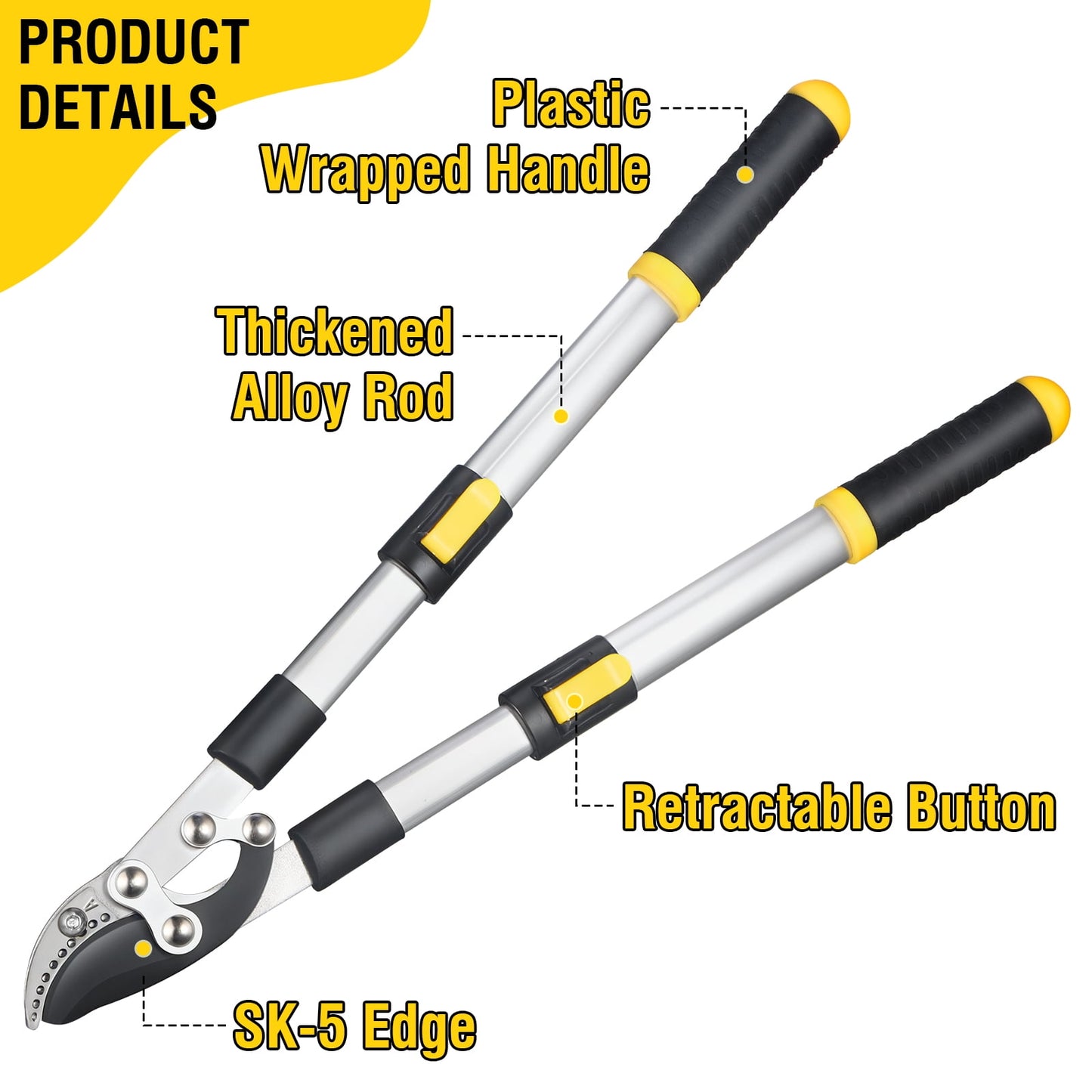 Paddsun Pruning Shears, 28 inch Extendable Branch Cutter Tree Pruner Thick Branches Cutting Garden Loppers for Gardening