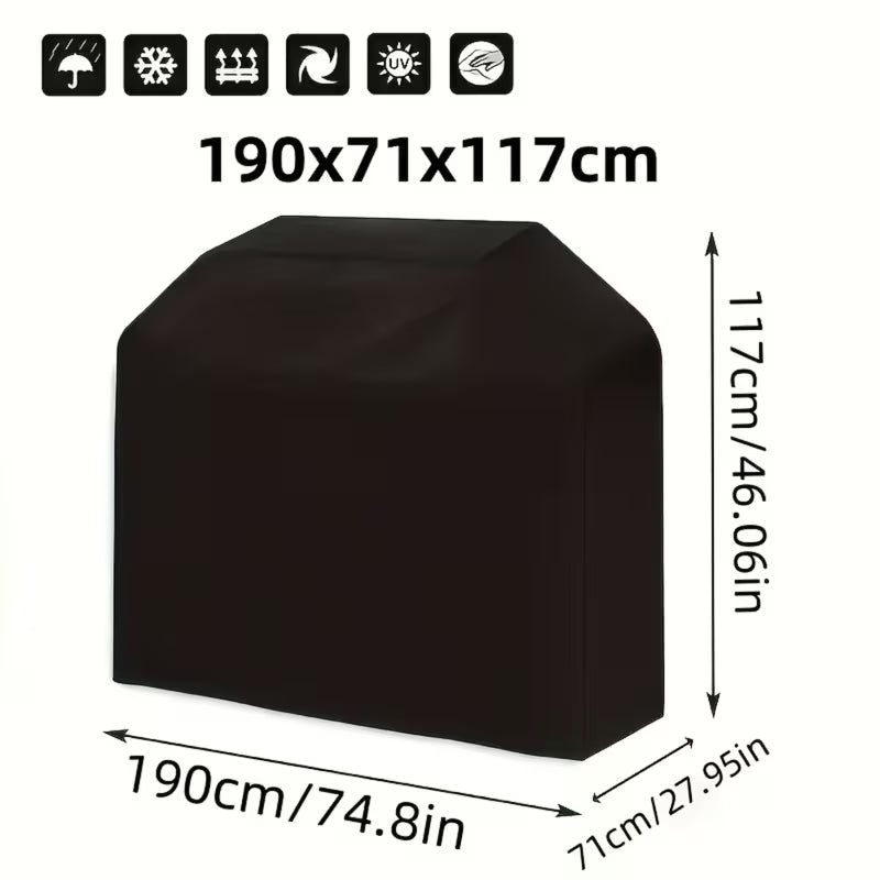 BBQ Grill Cover, 75 Inch Heavy Duty Waterproof Outdoor Barbecue Grill Protector, Weather Resistant 500D Polyester with Windproof Drawstring, Black