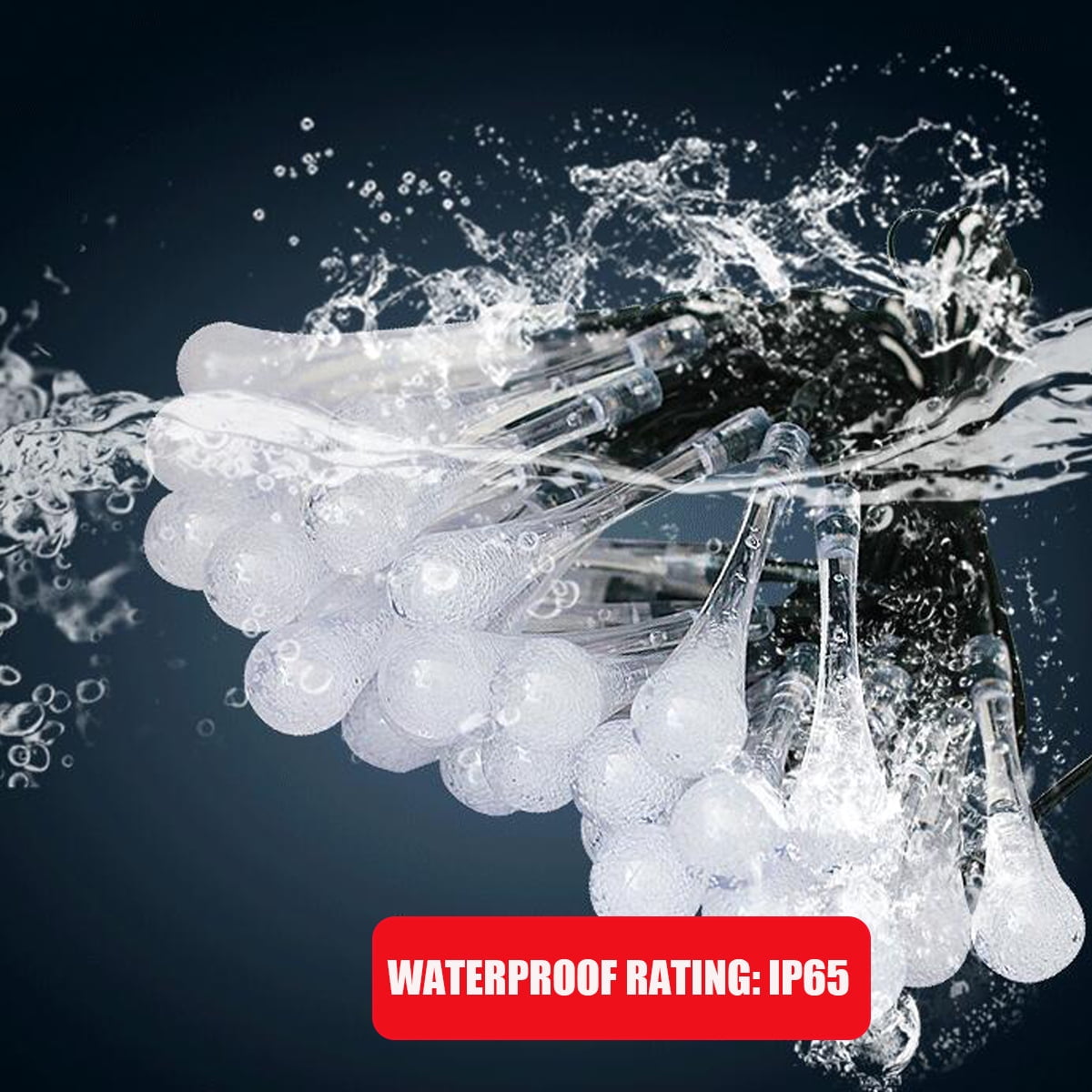 Solar String Lights Outdoor Waterproof, Waterdrop Colorful Fairy Lights with 8 Modes, Solor Christmas Lights