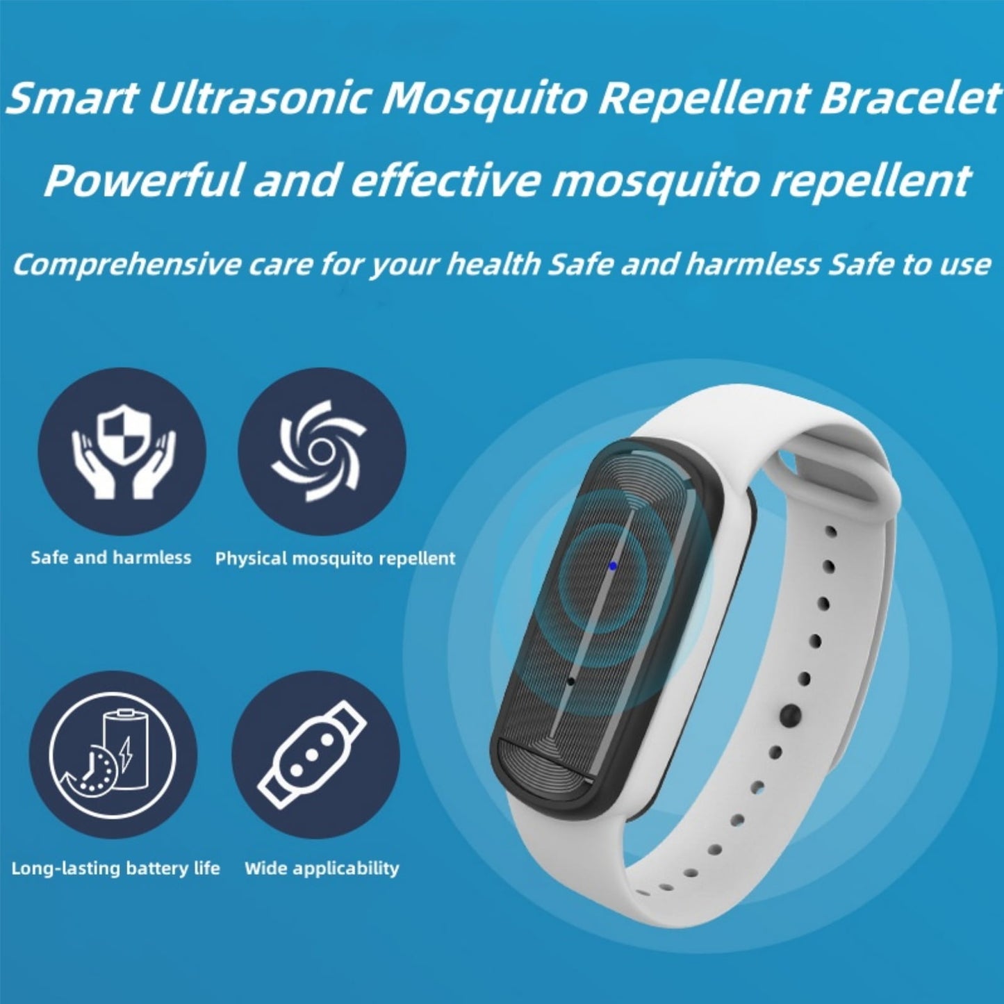 Jinyi Ultrasonic Mosquito Repellent Wristband, Black USB Rechargeable Anti Mosquito Repeller Wristband for Adults and Kids - Mosquito Insect Repellent Band