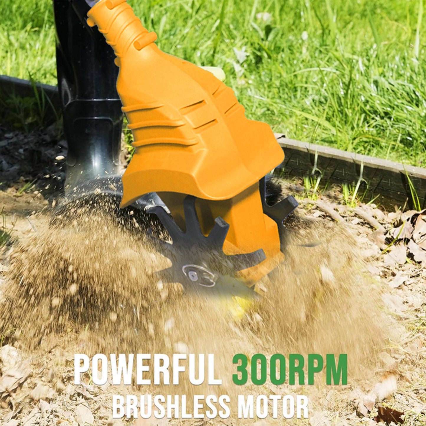 Cordless Tiller Cultivator, 21V Electric Garden Tiller 20 Steel Tines Garden Rototiller for Lawn Gardening Soil Cultivation