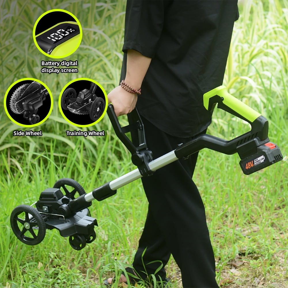 Electric Weed Trimmer, 21V Weed Wacker Cordless Weed Whacker Grass Trimmer with Side Trimming Wheel Handhold Lawn Mower