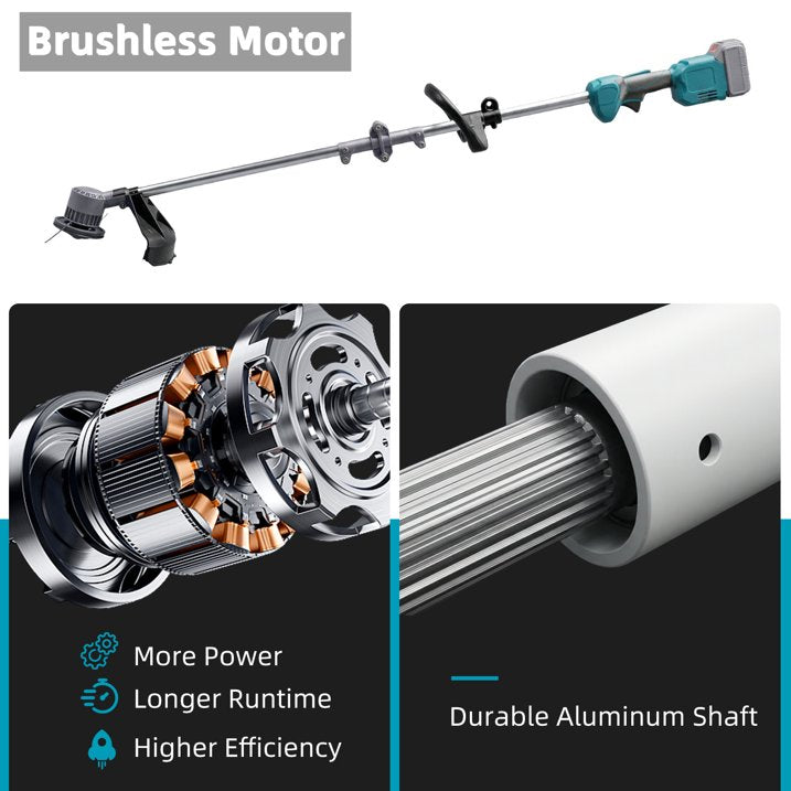 String Trimmer, 21V 14" Brushless Cordless String Trimmer Electric Weed Wacker Edger Grass Trimmer Lawn Tool