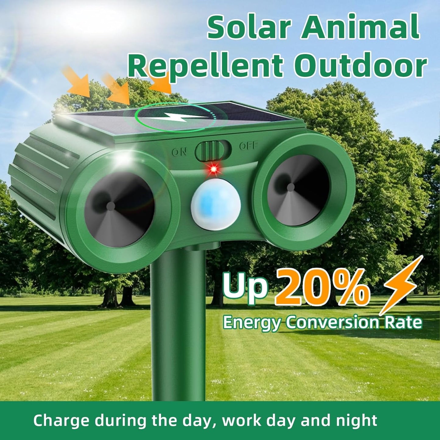 Solar Ultrasonic Animal Repellent, 4Pack Outdoor Cat Deterrent Deer Repellent Devices Waterproof with Motion Sensor Repels Squirrel,Dog,Raccoon,Skunk,Rabbit Yard Garden