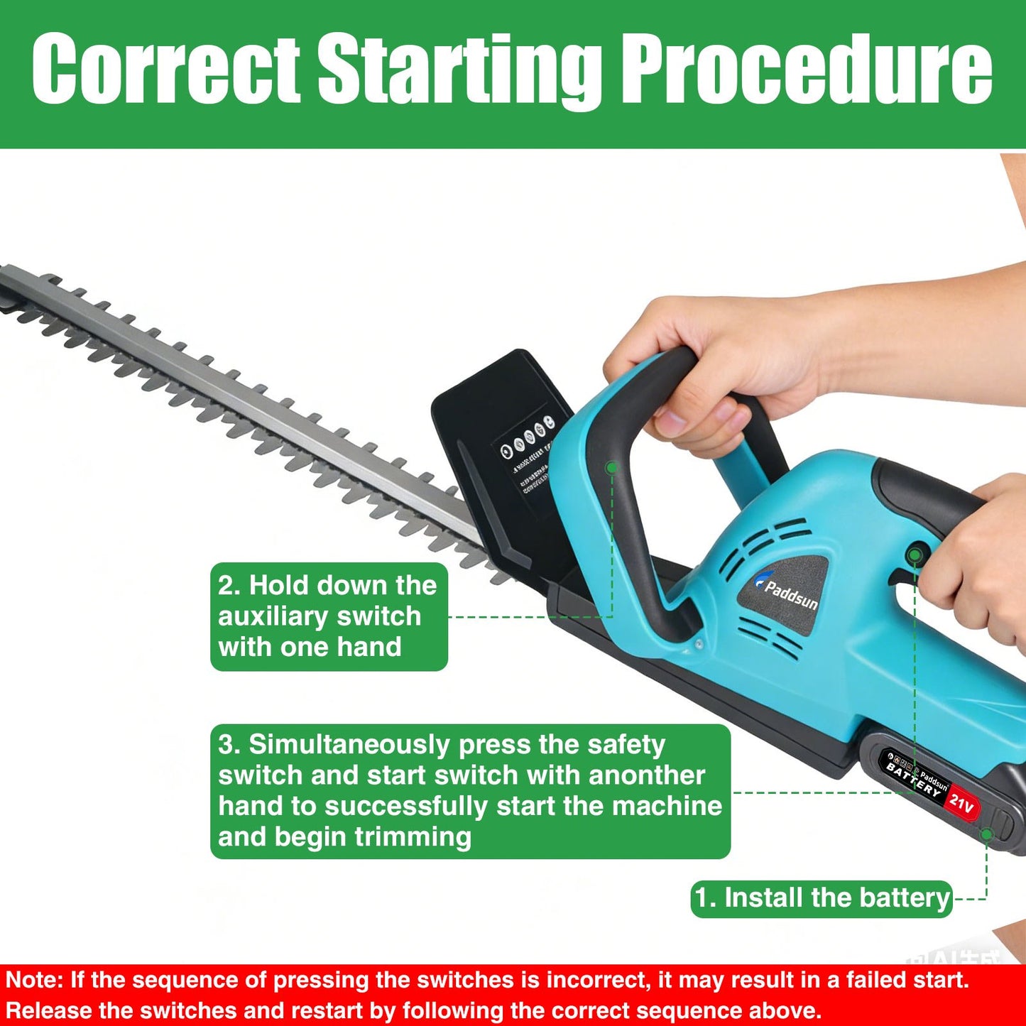 Electric Hedge Trimmer, 20" Blade Cordless Hedge Trimmer Double-Sided 0.8" Cutting Width with 3.0Ah Battery