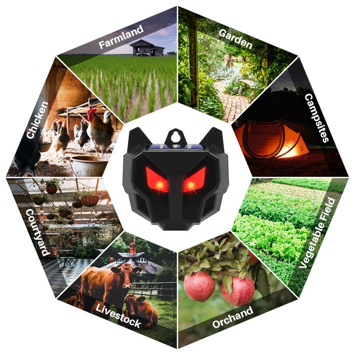 4 Pack Solar Powered Nocturnal Wild Animal Repeller Bionic Eyes Predator Light