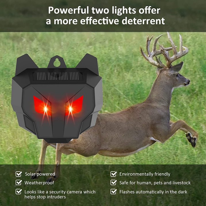 4 Pack Solar Powered Nocturnal Wild Animal Repeller Bionic Eyes Predator Light