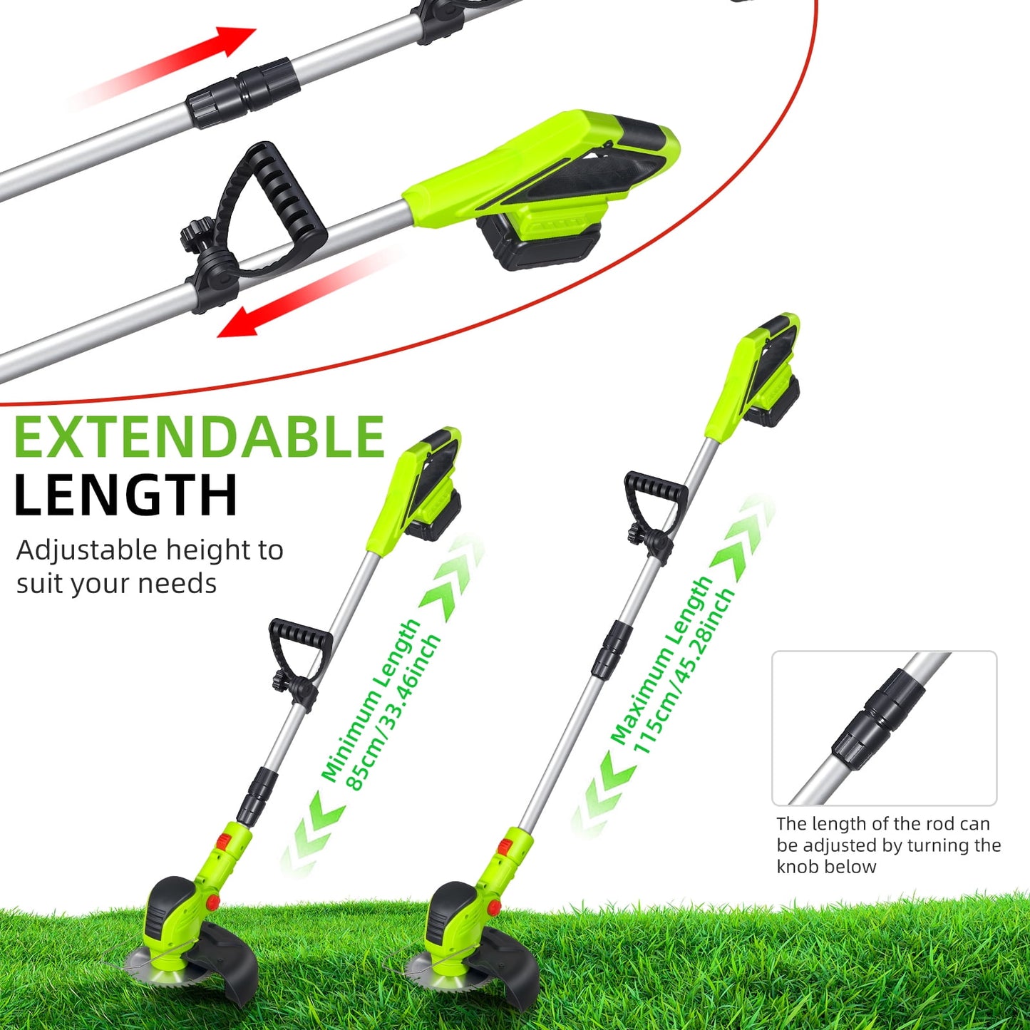 Paddsun Weed Eaters, Electric Cordless Weed Wacker 24V String Trimmer with 8 inch Blades Electric Weed Eater with Grass Cutter Spool Line