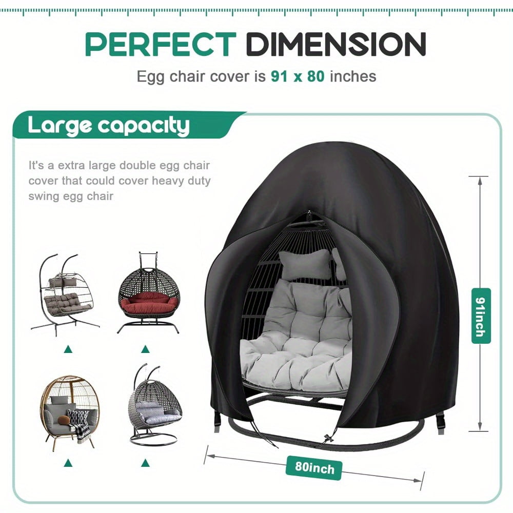 Outdoor Egg Shaped Chair Cover, Oversized Double Egg Shaped Chair Cover for Outdoor Furniture, Heavy Duty Swing Hanging Egg Shaped Chair Cover