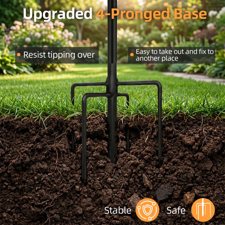 Bird Bath, 45" Metal Bird Feeder Combo 2-Tier Birdbath with 5-Prong Heavy Duty Stake Base for Outdoor Garden