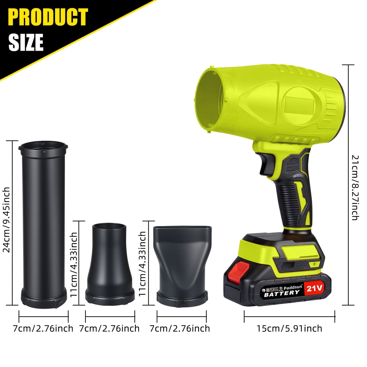 Leaf Blower, 21V Cordless Electric with Extended Nozzle Handheld Blower for Patio Cleaning Blowing Leaves and Dust, Green