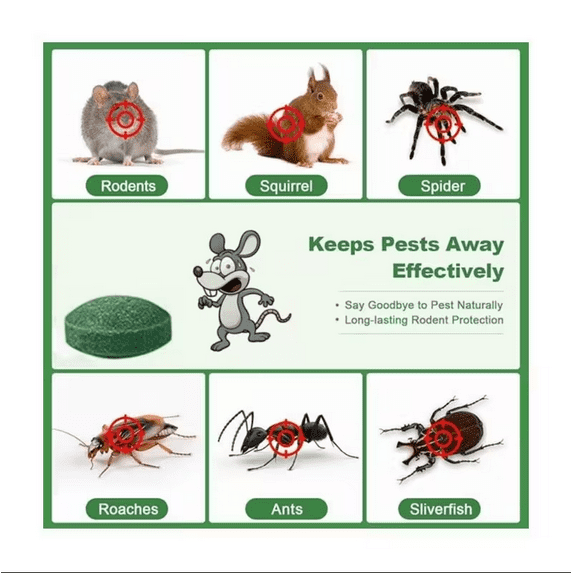 Paddsun Mouse Rodent Repellent, 12 Pack Peppermint Oil Lemon Moth Balls for Rodents Outdoor and Indoor Use, Deterrent Rats Squirrel Mice Repellent for Car Kitchen