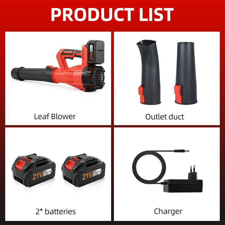Cordless Leaf Blower, 21V Lightweight Electric Handheld Leaf Blower with 2 Batteries (3000mAh) & Charger, Portable Battery Powered Blower for Lawn Care, Yard Cleaning, Dust & Light Snow Blowi