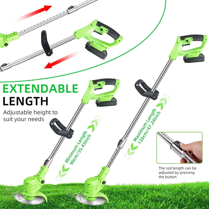 Brush Cutter Cordless Weed Wacker Electric Weed Eater with 2 Large Capacity Batteries &17 Blades for Lawn Garden Yard