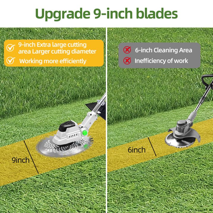 Weed Eater, 21V 9 inch Blades Electric Cordless Weed Wacker Brushless Motor String Trimmer Lawn Tool Cordless Cutter Mower
