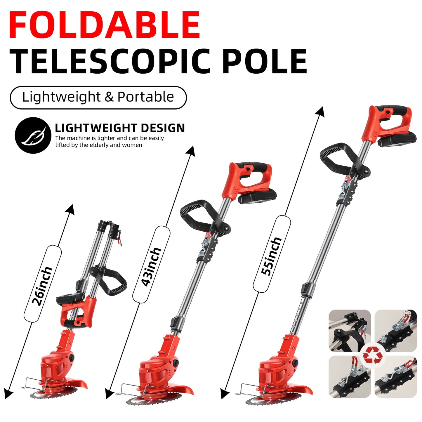Electric Cordless Grass String Trimmer Lawn Edger Weed Wacker Cutter with 2Battery