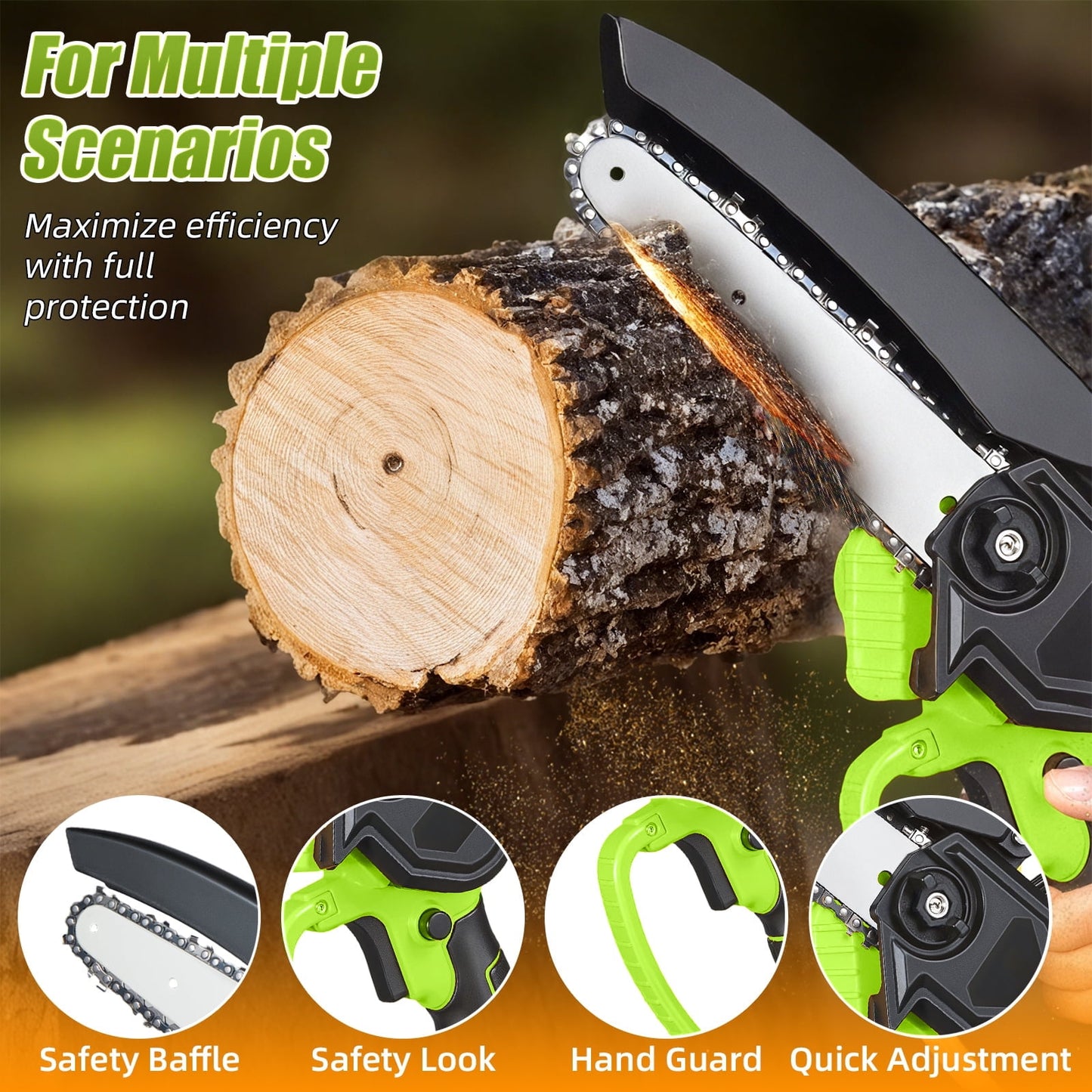 Mini Chainsaw Cordless, 6 Inch Electric Chainsaw with 2 Battery, Handheld Battery Powered Chain Saw Gardening Tools Saw for Wood Tree Cutting