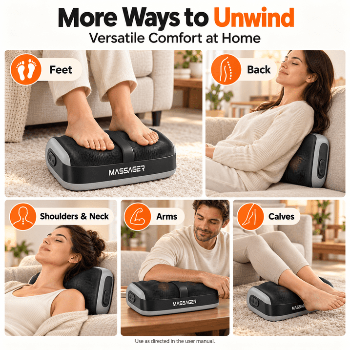 Electric Foot Massager with Heat, Deep Kneading Shiatsu Massage Machine, 3 Speeds Ergonomic Foot Rest for Home Office, Black