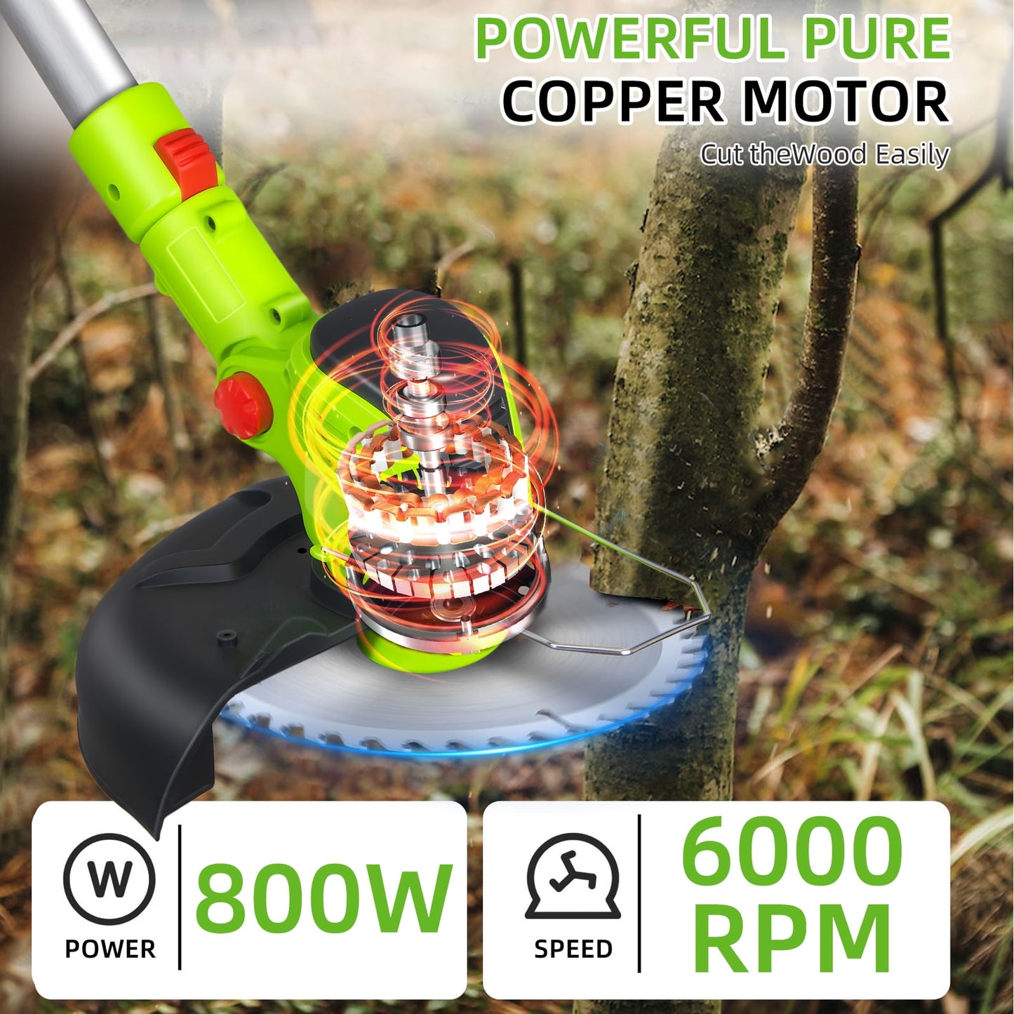 Paddsun Weed Eaters, Electric Cordless Weed Wacker 24V String Trimmer with 8 inch Blades Electric Weed Eater with Grass Cutter Spool Line