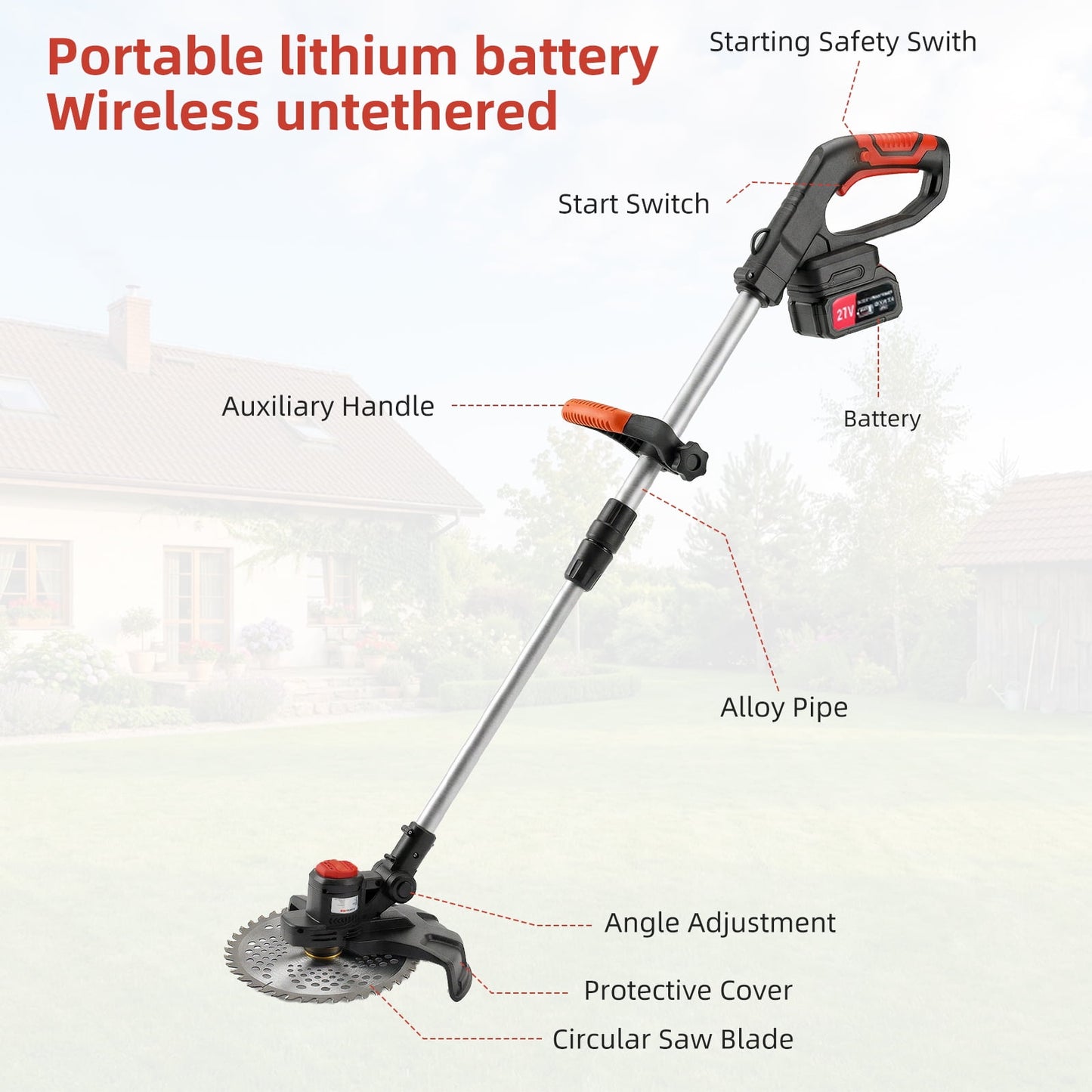 Weed Eaters, 21V 650W Cordless Electric Weed Wacker 9-Inch Blades Brushless Grass Trimmer & Edger with 2 Battery String Trimmer for Yard