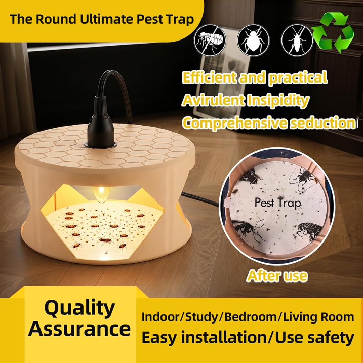 2-Pack Indoor Flea Traps with Sticky Refills and Light Bulbs, Home Pest Control