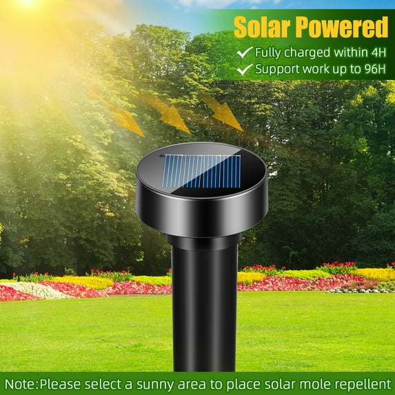 Paddsun Mole Repellent, 8 Pack Solar Powered Vole Repellent Outdoor Gopher Repellent Ultrasonic for Lawn Garden Waterproof Mole Deterrent