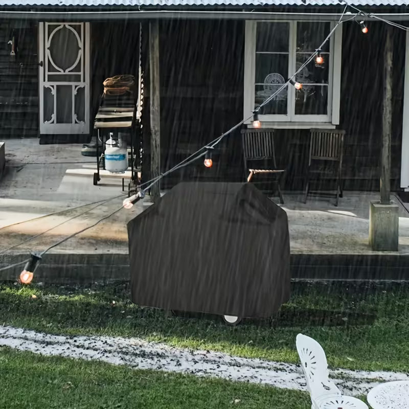 BBQ Grill Cover, 75 Inch Heavy Duty Waterproof Outdoor Barbecue Grill Protector, Weather Resistant 500D Polyester with Windproof Drawstring, Black