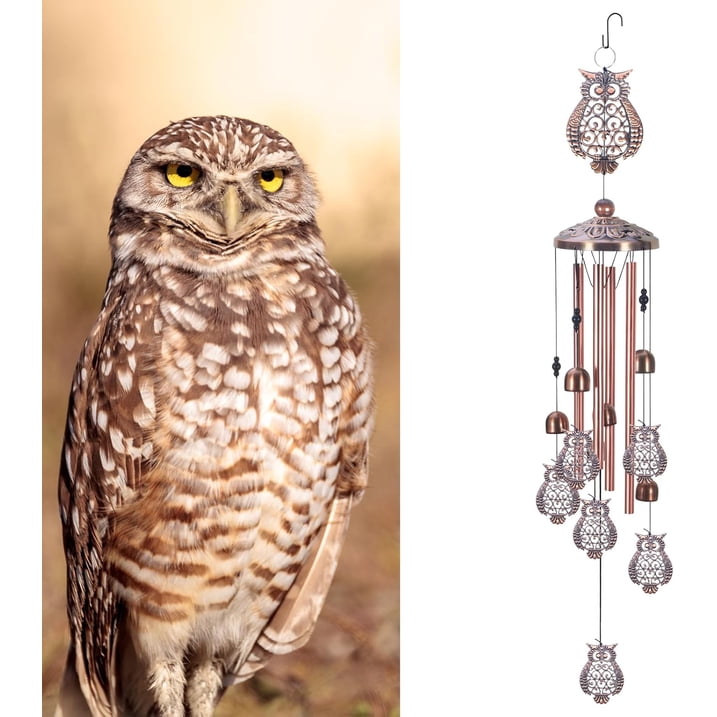 Owl Wind Chimes Metal Outdoor/Indoor Chime Garden Decor