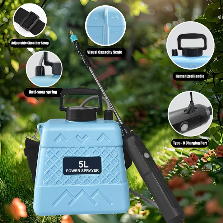 Electric Sprayer, 1.32 Gallon Battery Powered Sprayer with 3 Mist Nozzles Water Pump Sprayers for Yard Lawn and Garden