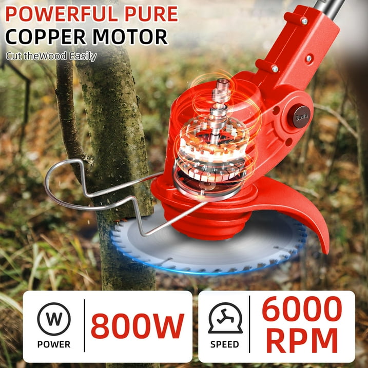 Weed Eaters, 21V 600W Electric Weed Wacker Cordless String Trimmer with Wheels Weed Eater Grass Trimmer/Edger for Lawn Yard Garden