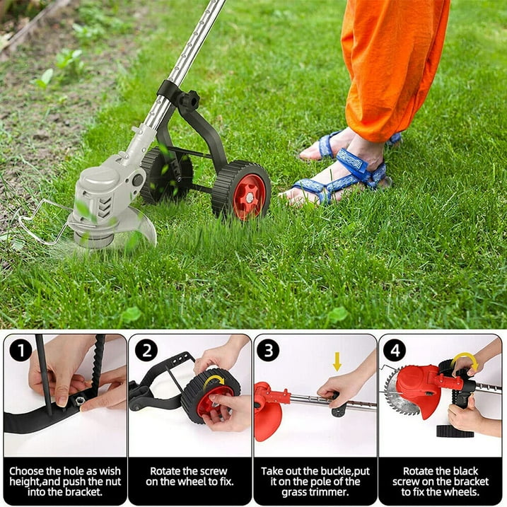 Weed Trimmer Support Wheel, Adjustable Black Stabilizing TrimFit Wheels Weed Trimmers For Landscaping