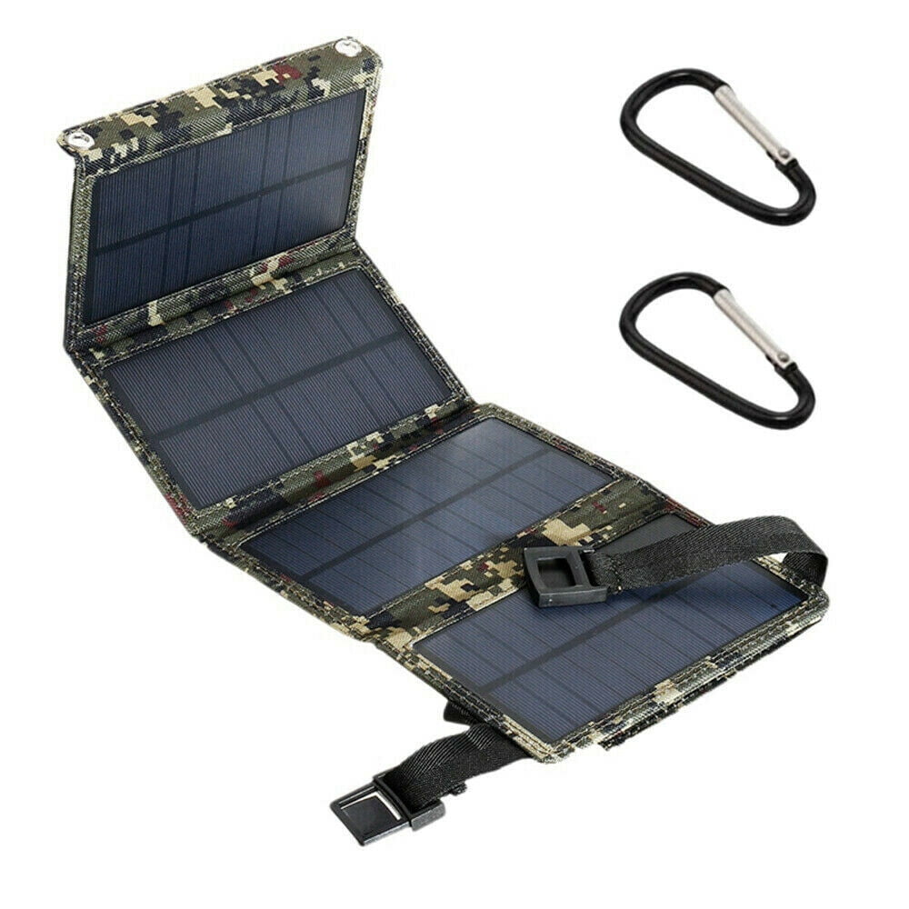 80W USB Solar Panel Folding Power Bank Outdoor Camping Hiking Phone Charger US
