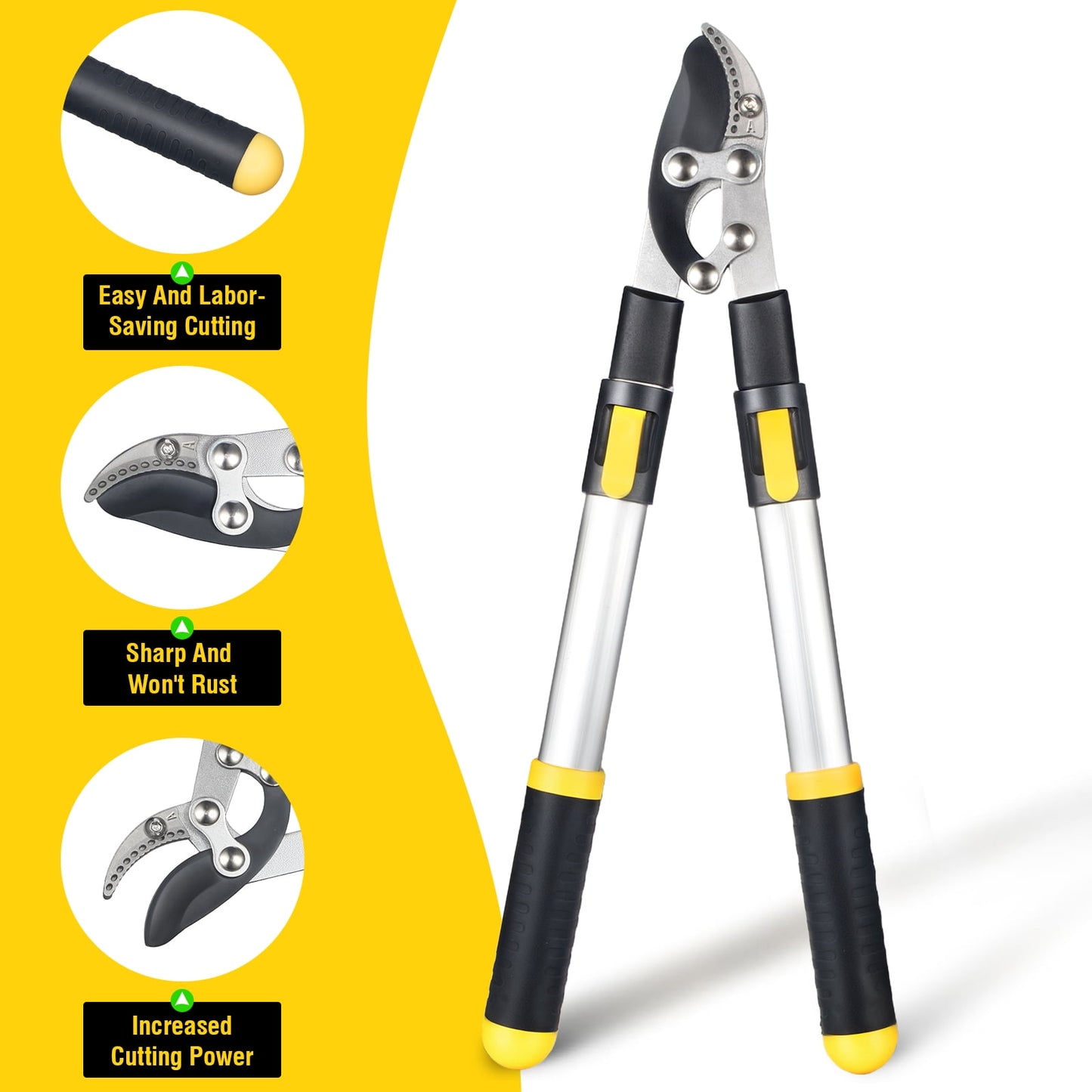 Paddsun Pruning Shears, 28 inch Extendable Branch Cutter Tree Pruner Thick Branches Cutting Garden Loppers for Gardening