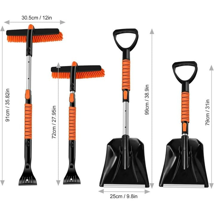 35" Extendable Snow Brush & Ice Scraper for Car Truck SUV, 180° Pivoting Head Snow Broom with Foam Grip, Heavy Duty Auto Winter Removal Tool