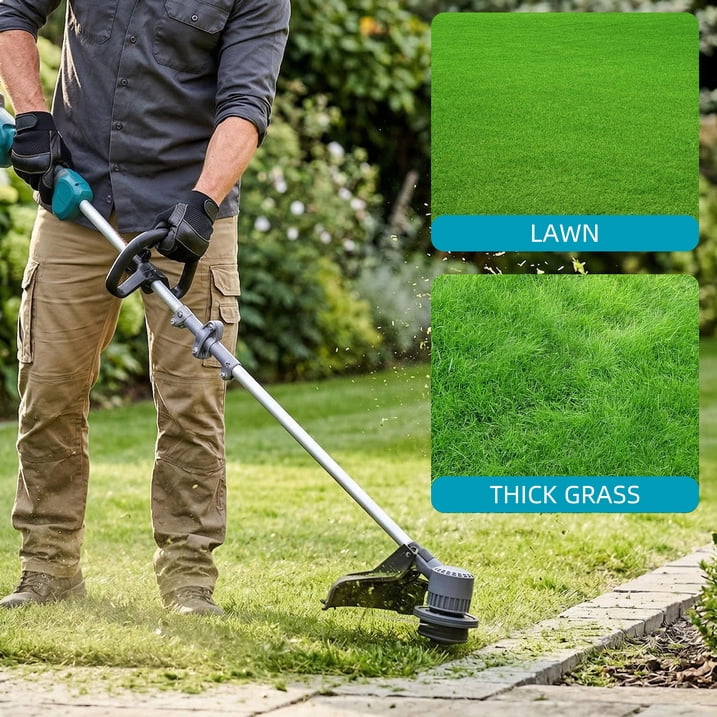 String Trimmer, 21V 14" Brushless Cordless String Trimmer Electric Weed Wacker Edger Grass Trimmer Lawn Tool